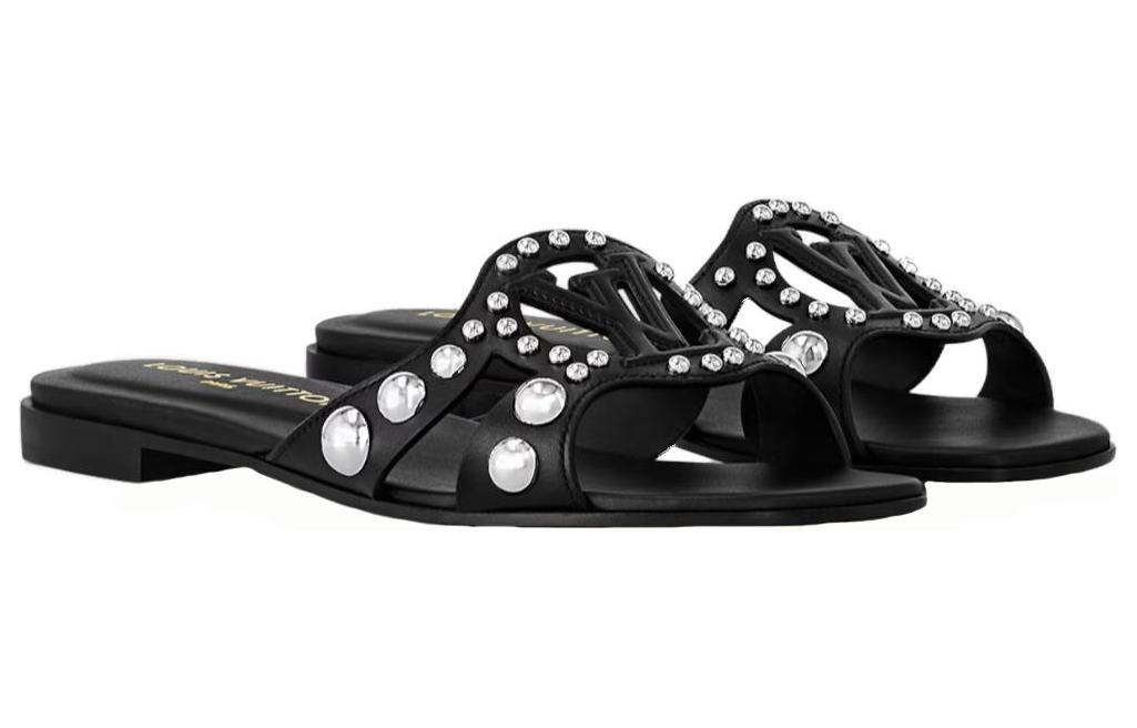 Shop (Women) Louis Vuitton Slide 'Black Leather' 1ACI23