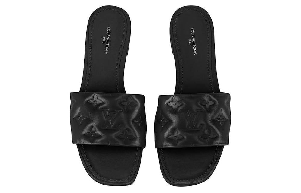 Purchase (Women) Louis Vuitton Slide Sandal 'Black Leather' 1ACJRD