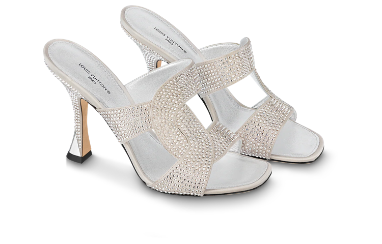 (W) LV Slides 'Sparkle Silver Satin & Crystal' 圖 3
