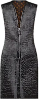 (Women) Louis Vuitton Slim Fit Black Quilted Striped Sleeveless Short Dress Women 1AC38I (Women) Louis Vuitton Slim Fit Black Quilted Striped Sleeveless Short Dress Women 1AC38I