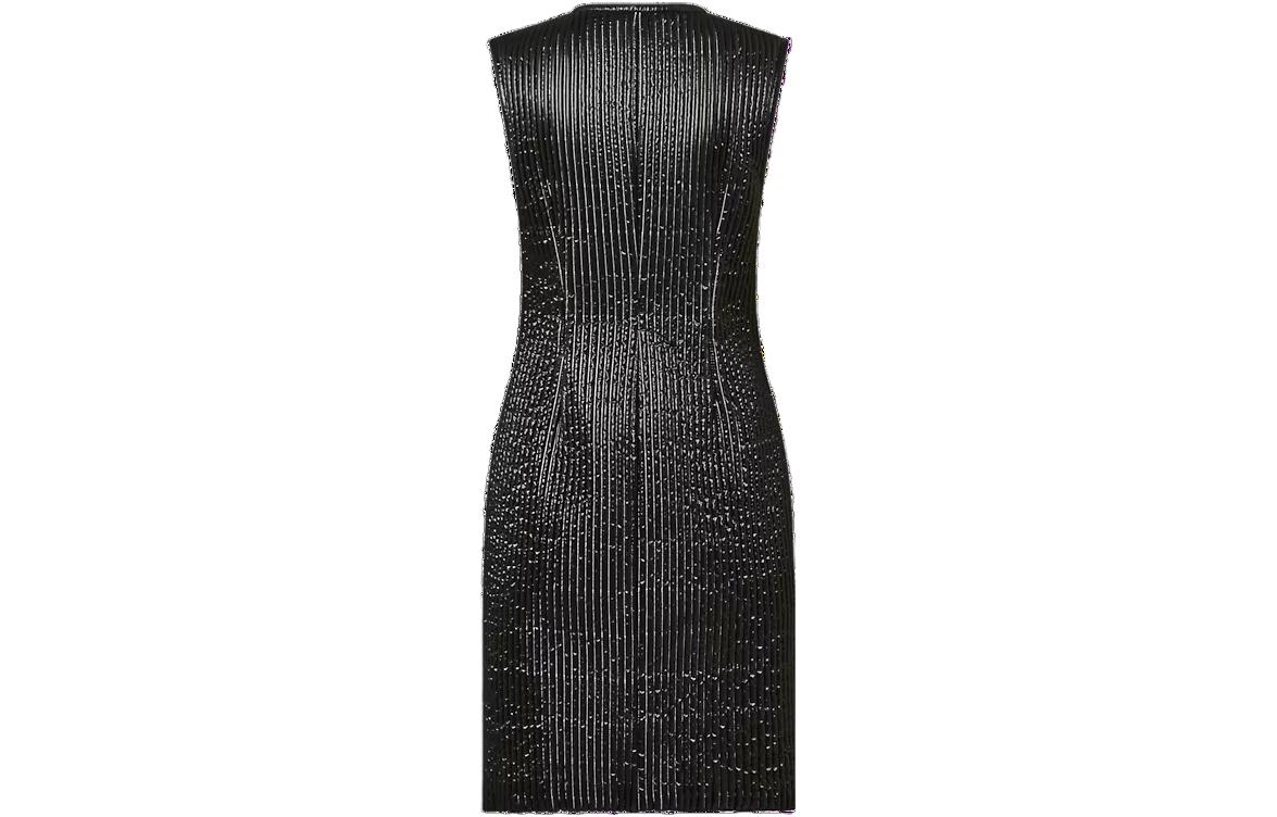 (Women) Louis Vuitton Slim Fit Black Quilted Striped Sleeveless Short Dress Women 1AC38I 圖 3