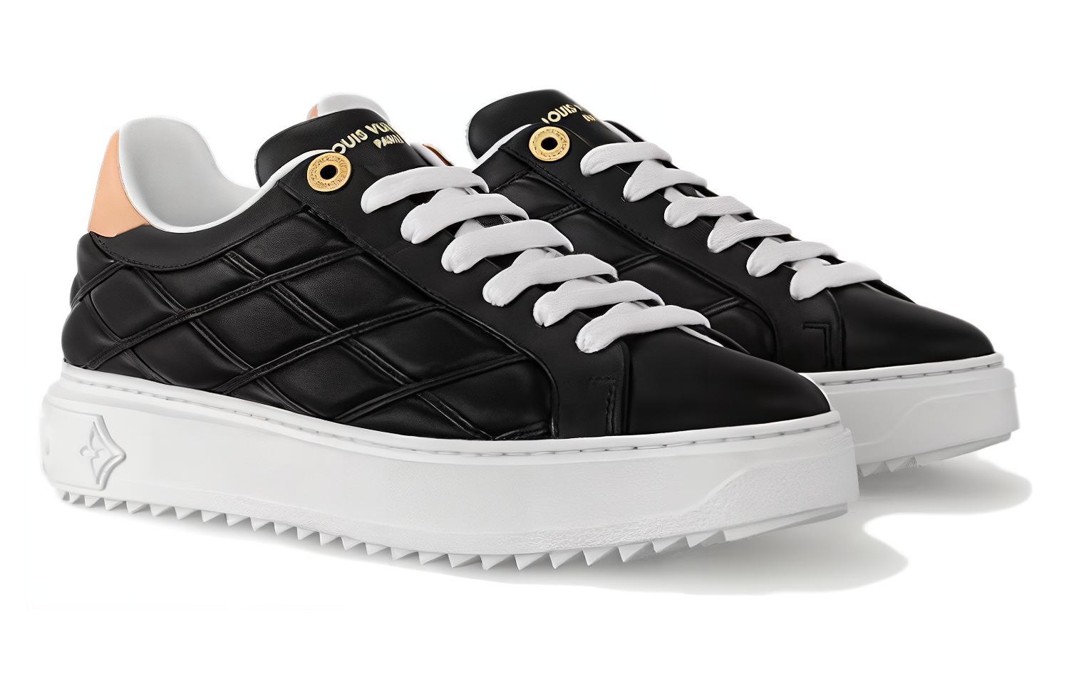 Lookbook LOUIS VUITTON 皮革 圓頭繫帶厚底 低筒 運動鞋 女款 黑色