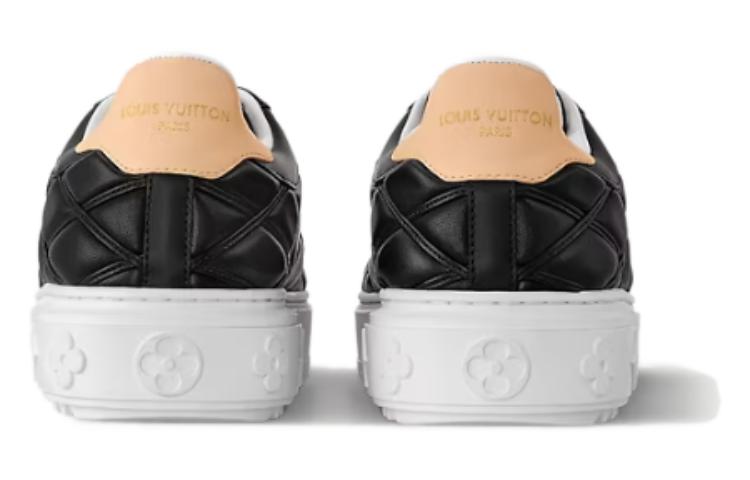 Shop LOUIS VUITTON 皮革 圓頭繫帶厚底 低筒 運動鞋 女款 黑色