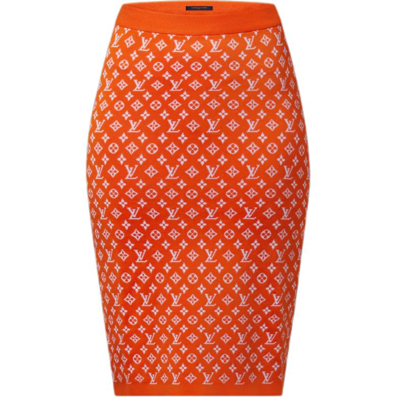 (Women) LOUIS VUITTON Solid Color Stretch Knit Elastic Long Skirt 1AI751