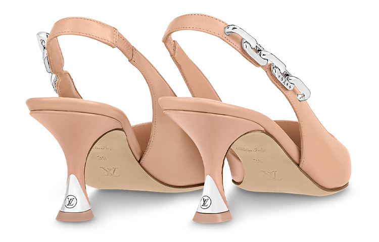 Shop (W) Louis Vuitton Sparkle Slingback 65mm Tumit Tinggi 'Merah Jambu' 1ABPJP
