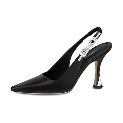 (W) LV Sparkle 'Black Pointed Toe Cone Heel'