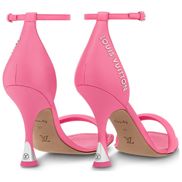 Shop LOUIS VUITTON 閃耀 皮革 方頭露趾 一字帶涼鞋 女款 粉紅色