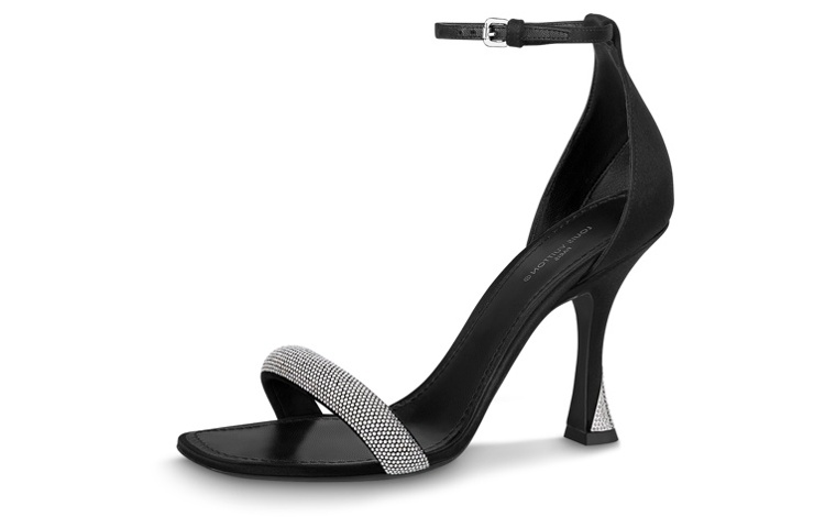 (Women) Louis Vuitton Sparkle 'Satin Rhinestone Stiletto Sandals' 1AB2CJ