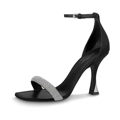 (W) LV Sparkle 'Satin Rhinestone Stiletto Sandals'
