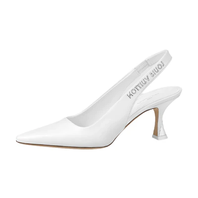 (W) LV Sparkle 'White Leather Slip-On Stiletto'