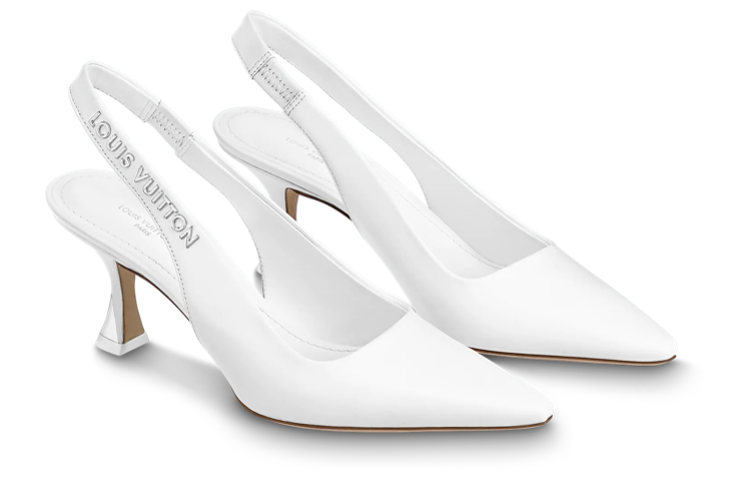 Lookbook (W) Louis Vuitton Sparkle 'Tacón de Aguja Blanco de Cuero Slip-On' 1AB0NN