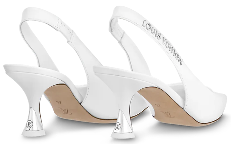 Shop (W) Louis Vuitton Sparkle 'Tacón de Aguja Blanco de Cuero Slip-On' 1AB0NN