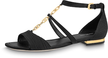 (Women) Louis Vuitton Sparkle Flat Sandal 'Black Buckle' 1ABHHA (Women) Louis Vuitton Sparkle Flat Sandal 'Black Buckle' 1ABHHA