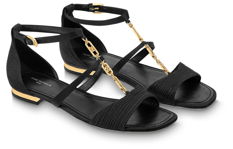 Order (W) 路易威登黑色扣闪耀平底凉鞋 1ABHHA