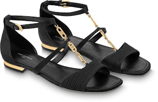 路易威登 璀璨 搭扣平底 時尚涼鞋 女款 黑色 Order 路易威登 璀璨 搭扣平底 時尚涼鞋 女款 黑色