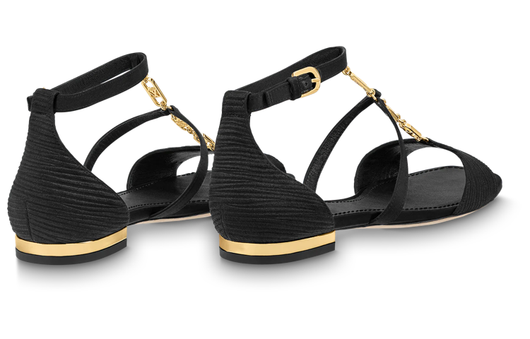 Lookbook (W) 路易威登黑色扣闪耀平底凉鞋 1ABHHA