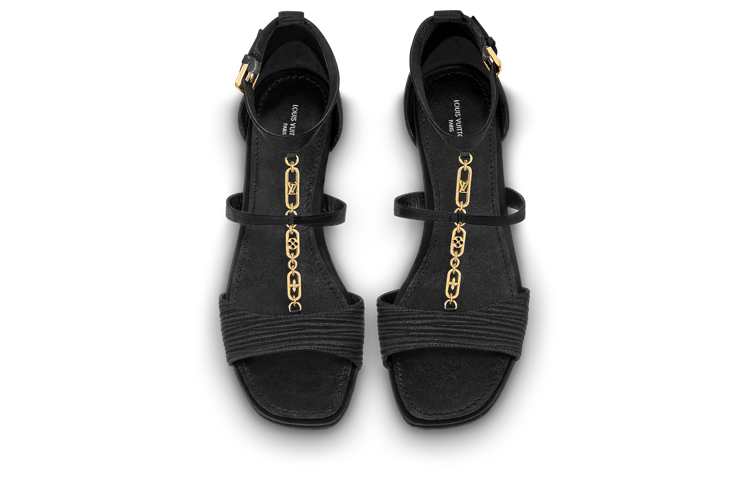 Shop (W) 路易威登黑色扣闪耀平底凉鞋 1ABHHA