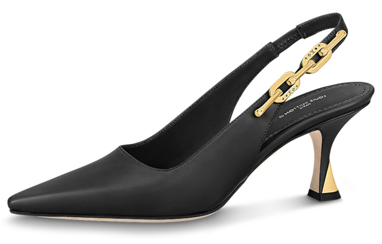 (Women) Louis Vuitton Sparkle Heeled Mules 'Black Leather' 1ABPIV