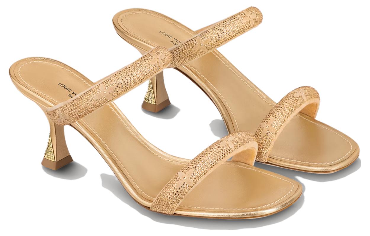 Order (Women) Louis Vuitton Sparkle High Heel Slides 'Crystal Embellished Gold' 1ABLED