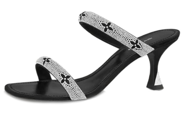 (Women) Louis Vuitton Sparkle Leather 'Crystal Refined Slide' Black 1ABIUX