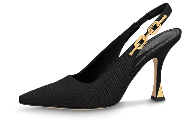 (Women) Louis Vuitton Sparkle Leather Slip-On 'Stiletto' High Heels 9.5cm 'Black' 1ABHFJ