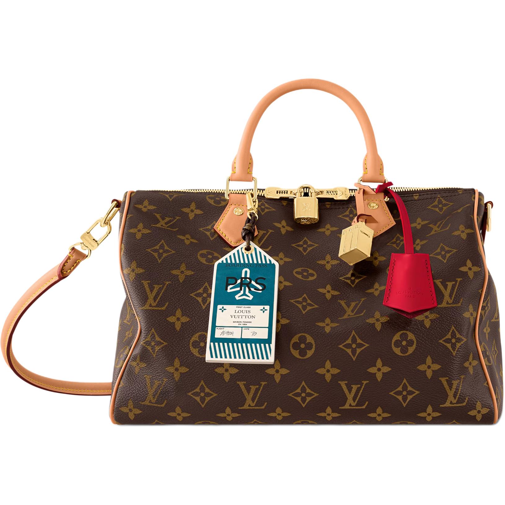 (Women) Louis Vuitton Speedy Soft 30 Monogram Shoulder/Crossbody Travel Bag Brown M11945