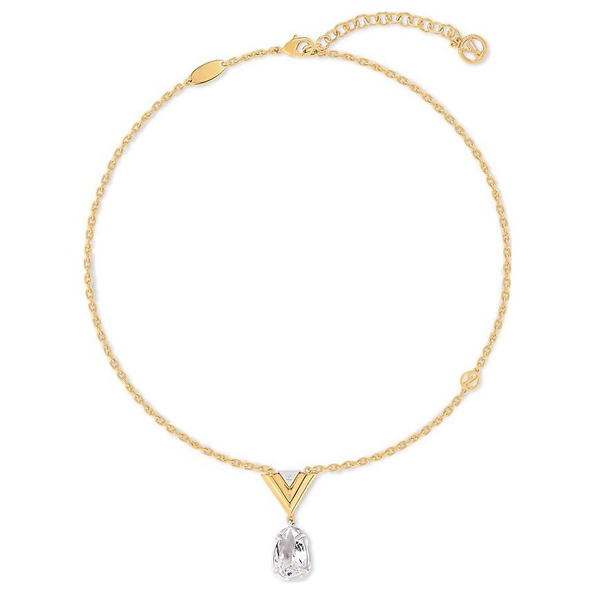(Women) Louis Vuitton Spring V Logo Crystal Necklace Gold  Accessories. M02268 圖 2