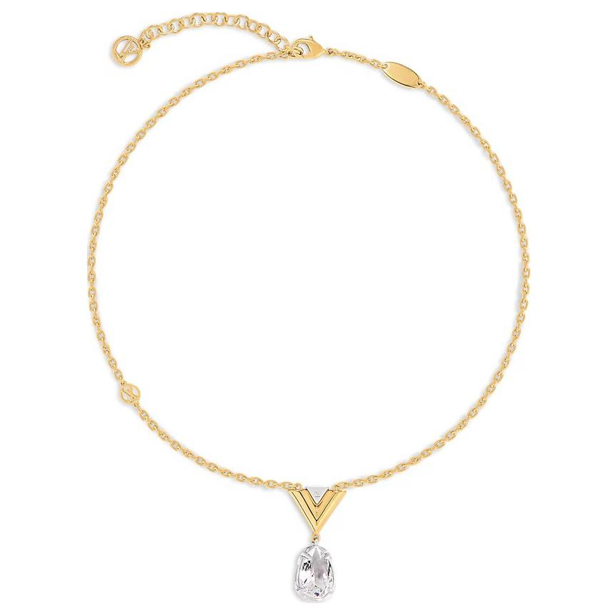 (Women) Louis Vuitton Spring V Logo Crystal Necklace Gold  Accessories. M02268 圖 3