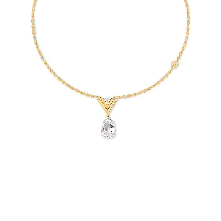 (Women) Louis Vuitton Spring V Logo Crystal Necklace Gold  Accessories. M02268 圖 4