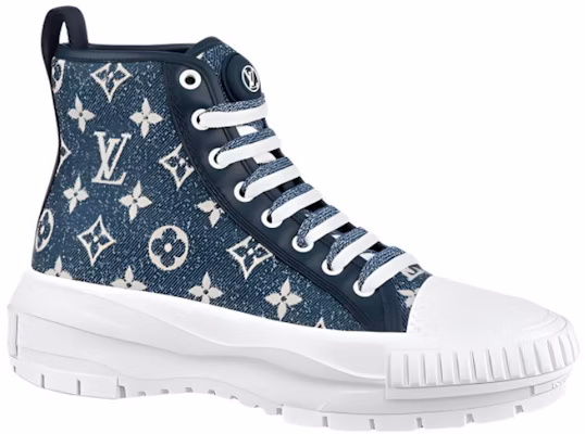 (Women) Louis Vuitton Squad Boot Monogram Denim Navy Blue White 1A9S12 Order (Women) Louis Vuitton Squad Boot Monogram Denim Navy Blue White 1A9S12
