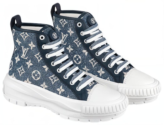 LOUIS VUITTON Squad 高筒 時尚板鞋 女款 白藍 Lookbook LOUIS VUITTON Squad 高筒 時尚板鞋 女款 白藍