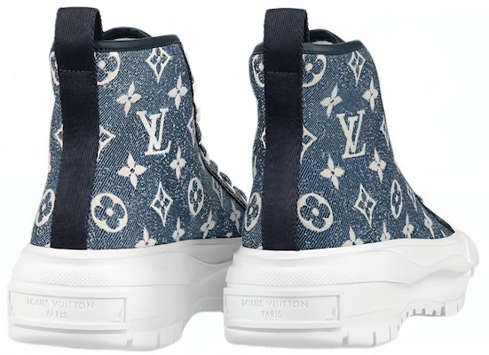 (Women) Louis Vuitton Squad Boot Monogram Denim Navy Blue White 1A9S12 Shop (Women) Louis Vuitton Squad Boot Monogram Denim Navy Blue White 1A9S12