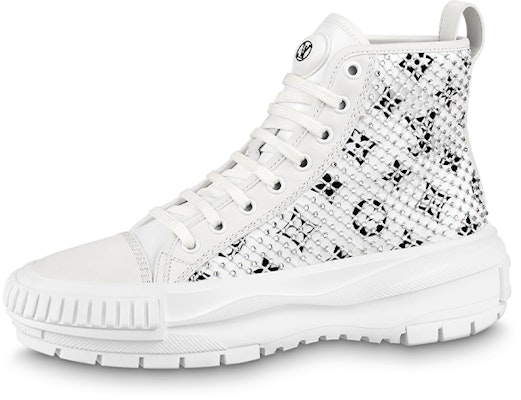 (Women) Louis Vuitton LV Squad Ankle Sneakers 'White with Crystal Monogram' 1A9RZO Buy (Women) Louis Vuitton LV Squad Ankle Sneakers 'White with Crystal Monogram' 1A9RZO