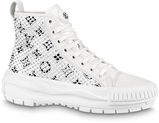 (Women) Louis Vuitton LV Squad Ankle Sneakers 'White with Crystal Monogram' 1A9RZO Order (Women) Louis Vuitton LV Squad Ankle Sneakers 'White with Crystal Monogram' 1A9RZO
