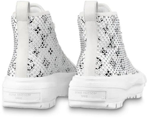 (Women) Louis Vuitton LV Squad Ankle Sneakers 'White with Crystal Monogram' 1A9RZO Purchase (Women) Louis Vuitton LV Squad Ankle Sneakers 'White with Crystal Monogram' 1A9RZO