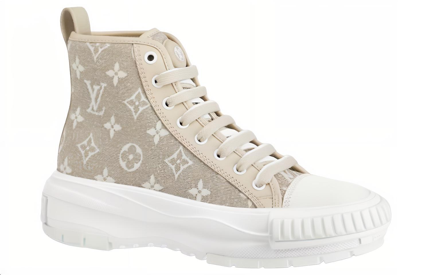 Order LOUIS VUITTON Squad 牛仔布 系帶 高筒 運動休閒鞋 女款 淺褐色