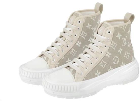 LOUIS VUITTON Squad 牛仔布 系帶 高筒 運動休閒鞋 女款 淺褐色 Lookbook LOUIS VUITTON Squad 牛仔布 系帶 高筒 運動休閒鞋 女款 淺褐色