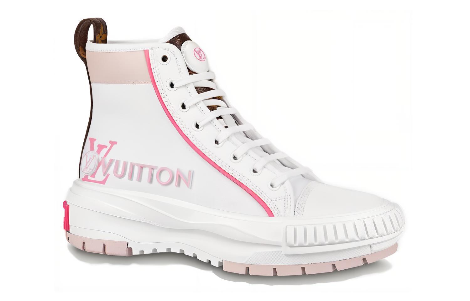 Order 路易威登 Squad 高筒綁帶 時尚運動鞋 女款 白粉色