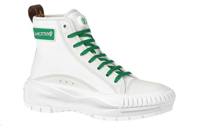 Order (W) Louis Vuitton Vierkante Suède Enkellaarzen ''Wit Groen'' 1A940T