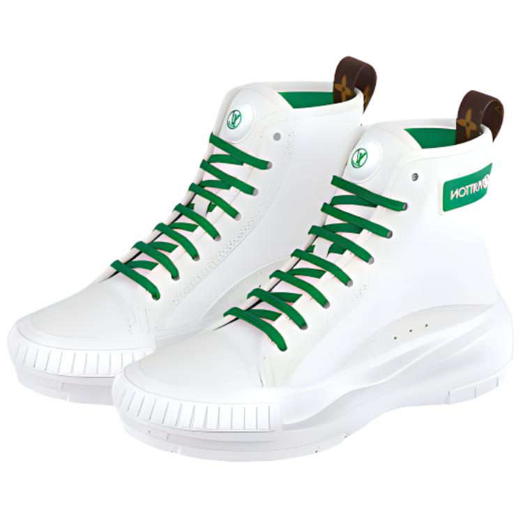 Lookbook (W) Louis Vuitton Vierkante Suède Enkellaarzen ''Wit Groen'' 1A940T