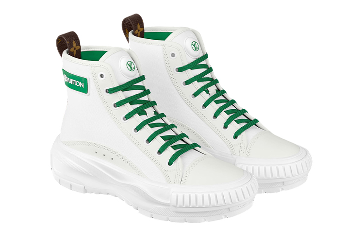 Shop (W) Louis Vuitton Vierkante Suède Enkellaarzen ''Wit Groen'' 1A940T