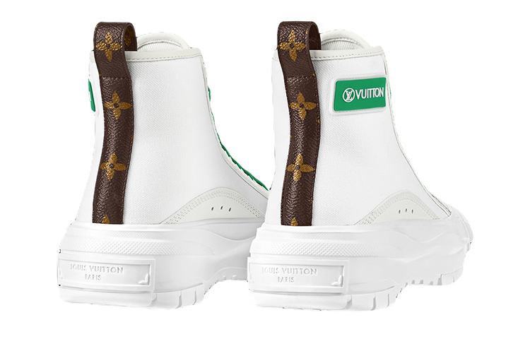 Purchase (W) Louis Vuitton Vierkante Suède Enkellaarzen ''Wit Groen'' 1A940T