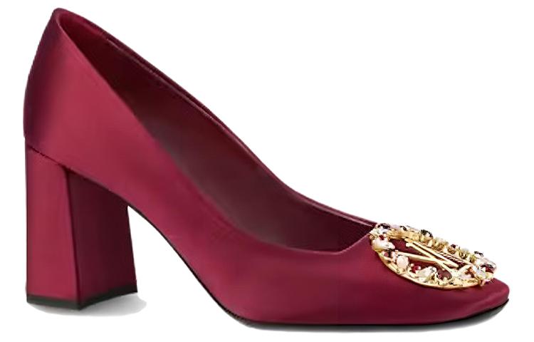 Order (Women) Louis Vuitton Square Toe High Heeled Mules 'Red' 1A4IHQ