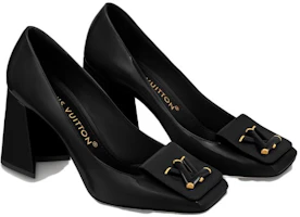 Order (Women) Louis Vuitton Square Toe Slip-On Block Heel Pumps 'Black Leather' 1ABOUY