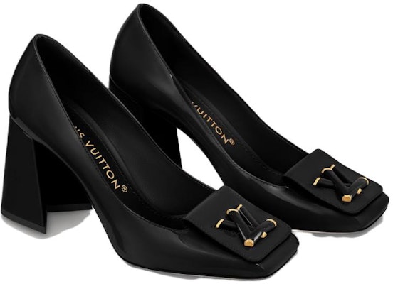 LOUIS VUITTON 皮革 方頭襪套型 馬蹄跟 高跟鞋 女式 黑色 Order LOUIS VUITTON 皮革 方頭襪套型 馬蹄跟 高跟鞋 女式 黑色