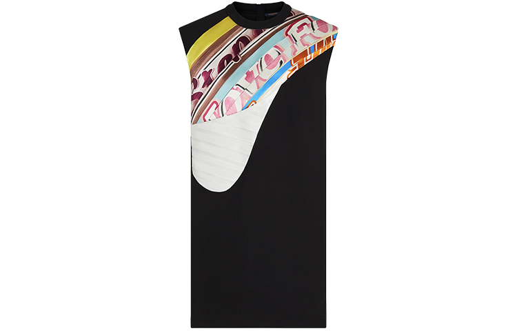 (Women) LOUIS VUITTON SS21 Black Pattern Printed Sleeveless Midi Dress 1A8RFG
