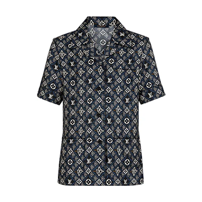 (Women) Louis Vuitton SS21 Black Silk Printed Short Sleeve Shirt 1A8LJL