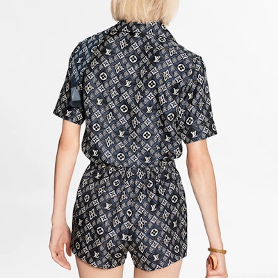 (W) Louis Vuitton Camisa de Seda Negra Estampada Manga Corta SS21 1A8LJL Details for (W) Louis Vuitton Camisa de Seda Negra Estampada Manga Corta SS21 1A8LJL
