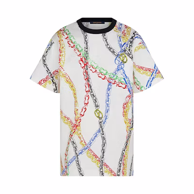 (Women) Louis Vuitton SS21 Chain Print Oversized Tee Women White 1A92NG