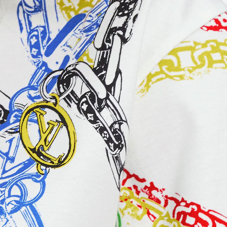 Details for (W) Louis Vuitton SS21 Baju Wanita Putih Cetak Rantai Oversaiz 1A92NG